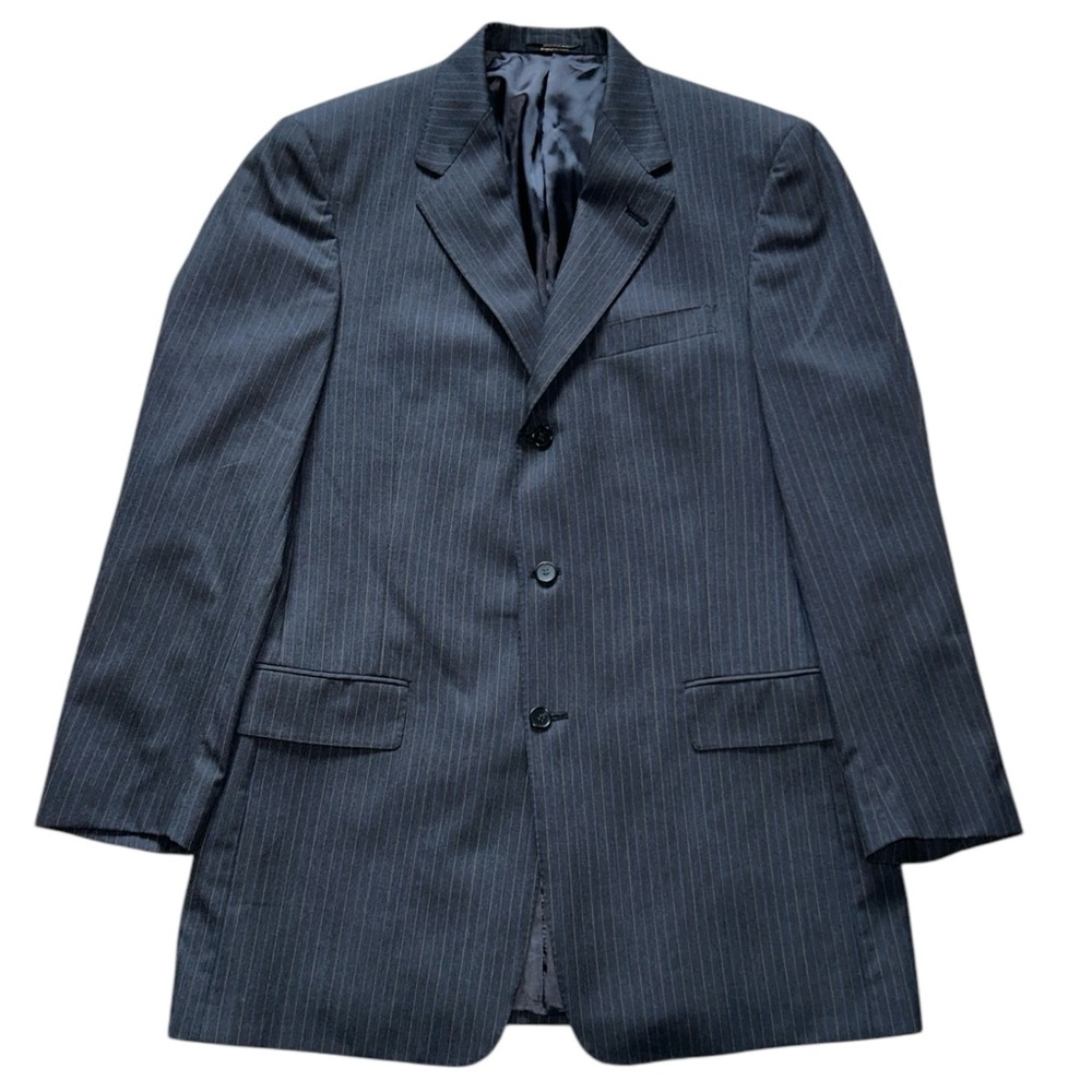 Hart Schaffer Marx Gray Wool 3 Button Ventless Pinstripe Sport Coat Size 42L